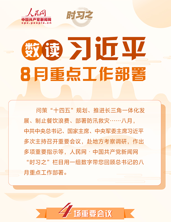 圖解：數讀習近平8月重點工作部署